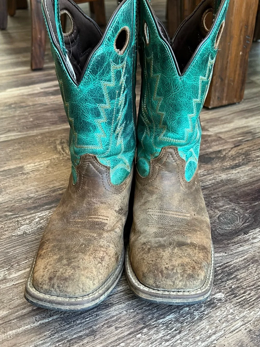 Men's Smokey Mountain Boys Jesse Leather Western Boots with Turquoise Shaft